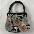 和装バッグ 優品 ビーズバッグ フォーマル 草花 黒 ビーズ 和装小物  中古