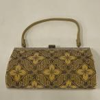 和装バッグ 美品 優品 ビーズバックフォーマル 菱 花 ベージュ ビーズ 和装小物  中古