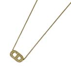クリスチャンディオール Christian Dior ロゴ ラインストーン ネックレス CD ファッションアクセサリー ネックレス GP ゴールド レディース 中古