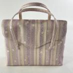 和装バッグ 美品 優品 セミフォーマル 桜 縦縞 箔 薄紫 正絹 和装小物  中古