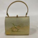 和装バッグ 優品 フォーマル 草花 有職文様 銀糸 箔 薄緑 正絹 和装小物