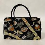 和装バッグ 美品 優品 フォーマル 利休バッグ 宝尽くし 唐織 金糸 黒 正絹 和装小物  中古