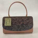 和装バッグ 美品 優品 セミフォーマル 花唐草 和紙織 箔 小豆色 エナメル 和装小物  中古