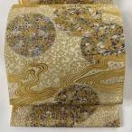 ショッピング鳥 袋帯 美品 逸品 向い鳥 華文 金銀糸 箔 金色 六通 正絹 中古
