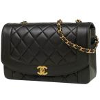 シャネル CHANEL ダイアナ マトラッセ シングルフラップ チェーン ショルダーバッグ ココマーク ショルダーバッグ レザー ブラック A01165 レディース 中古