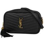 イヴ・サンローラン YVES SAINT LAURENT ルー ミニバッグ チェーン 斜め掛け フリンジ YSL ショルダーバッグ レザー ブラック 612579 レディース 中古