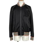 バーバリー BURBERRY ロゴワッペン ブルゾン ダブルジップ アウター ブルゾン レーヨン ブラック メンズ 中古