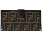フェンディ FENDI ズッカ柄 二つ折り 長財布 キャンバス ブラウン 51339 レディース 中古 ラッピング可