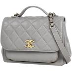 シャネル CHANEL ココマーク トップハンドル チェーン ショルダーバッグ 2WAY ハンドバッグ マトラッセ ショルダーバッグ レザー グレー A93749 レディース 中古