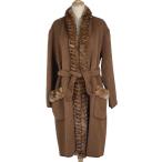 フェンディ FENDI ファー付き ロング コート ノーカラー アウター その他コート ブラウン レディース 中古