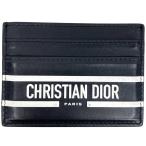 クリスチャンディオール Christian Dior ロゴ カードケース ヴァイブ パスケース 名刺入れ カードケース レザー ブラック レディース 中古