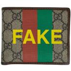 グッチ GG柄 二つ折り 財布 GGスプリーム FAKE/NOT コーティングキャンバス ベージュ 636167 中古 在庫一掃 ラッピング可