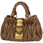 ミュウミュウ MIUMIU ロゴ ハンドバッグ 2WAY ショルダーバッグ マテラッセ ハンドバッグ レザー ブラウン レディース 中古