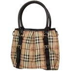 ショッピングBURBERRY バーバリー BURBERRY チェック柄 ハンドバッグ 2WAY ショルダーバッグ ハンドバッグ コーティングキャンバス ベージュ ブラウン レディース 中古