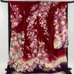 振袖 身丈165.5cm 裄丈67cm M 袷 牡丹 花丸文 銀通し 箔 赤 正絹 美品 逸品 中古