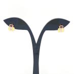 ルビー デザインピアス YG イエローゴールド メレダイヤ ピアス K18 ルビー ダイヤモンド レディース 中古