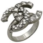 シャネル CHANEL ココマーク ラインストーン リング CCマーク 指輪 リング 10号 シルバーメッキ シルバー レディース 中古 ラッピング可