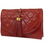  Chanel CHANEL здесь Mark клатч matelasse ручная сумочка бахрома клатч кожа красный женский б/у 