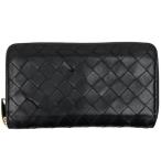 ボッテガヴェネタ イントレチャート ラウンドファスナー 長財布 ラウンドジップ 長財布 レザー ブラック 中古 在庫一掃