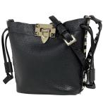 ヴァレンチノ Valentino ロックスタッズ ショルダーバッグ ロゴ ポシェット ショルダーバッグ レザー ブラック レディース 中古