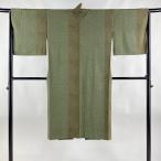  верхняя одежда длина 123cm длина рукава 64.5cm M японский костюм пальто геометрический рисунок зеленый натуральный шелк прекрасный товар замечательная вещь б/у наличие один .