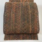 名古屋帯 美品 秀品 夏帯 八寸名古屋帯 幾何学 焦茶色 正絹 中古