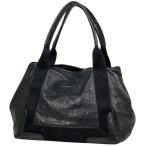 バレンシアガ BALENCIAGA ネイビー カバス S ハンドバッグ ロゴ トートバッグ レザー ブラック 542017 レディース 中古