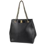 サルヴァトーレフェラガモ Salvatore Ferragamo ヴァラリボン チェーン トートバッグ 肩掛け ショルダーバッグ トートバッグ レザー ブラック レディース 中古