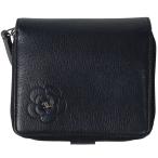 シャネル CHANEL ココマーク 二つ折り 財布 カメリア レザー ブラック レディース 中古