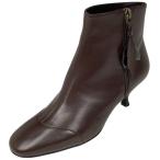 サルヴァトーレフェラガモ Salvatore Ferragamo ロゴ ショートブーツ ヒール サイドジップ 靴 ブーツ レザー ブラウン レディース 中古