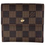 ショッピングヴィトン ルイ・ヴィトン Louis Vuitton ポルトモネ ビエ カルト クレディ Wホック 三つ折り財布 ダミエ ブラウン N61652 レディース 中古