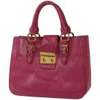 ミュウ ミュウ Miu Miu ロゴ ハンドバッグ 2WAY ショルダーバッグ ハンドバッグ レザー ピンク レディース 中古