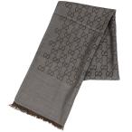 グッチ GUCCI GG柄 ストール マフラー ストール ストール 毛 絹 グレー ブラウン レディース 中古