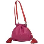 ロエベ LOEWE アナグラム ショルダーバッグ フラメンコ 巾着 ショルダーバッグ レザー ピンク レッド 中古 在庫一掃