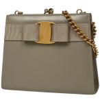 サルヴァトーレフェラガモ Salvatore Ferragamo ヴァラリボン チェーン ショルダーバッグ ミニバッグ ショルダーバッグ レザー ベージュ レディース 中古