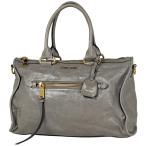 ミュウ ミュウ Miu Miu ロゴ ハンドバッグ 2WAY ショルダーバッグ ハンドバッグ レザー グレー レディース 中古