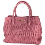 ミュウ ミュウ Miu Miu ロゴ ハンドバッグ マテラッセ 2WAY ショルダーバッグ ハンドバッグ レザー ピンク レディース 中古