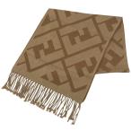  Fendi FENDI Zucca рисунок muffler бахрома Logo muffler шерсть Brown женский б/у 