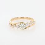 ダイヤモンド デザインリング YG イエローゴールド 指輪 メレダイヤ リング 10号 K18 ダイヤモンド レディース 中古