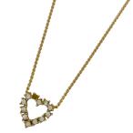 クリスチャンディオール Christian Dior ラインストーン ハートモチーフ ネックレス GP ゴールド レディース 中古