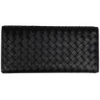ボッテガヴェネタ BOTTEGAVENETA イントレチャート 二つ折り 長財布 ナッパ 長財布 レザー ブラック レディース 中古