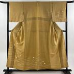 訪問着 身丈156.5cm 裄丈64cm M 単衣 鳥 波 金彩 薄茶色 正絹 美品 秀品