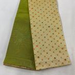 半幅帯 優品 洗える帯 水玉 ベージュ 化繊 中古