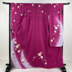 振袖 身丈165cm 裄丈63.5cm S 袷 鈴乃屋 桜 桜の花びら 箔 金彩 濃ピンク 正絹 名品 中古