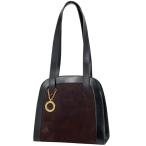 セリーヌ CELINE ロゴ ショルダーバッグ トートバッグ ショルダーバッグ スエード ブラウン ブラック レディース 中古