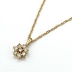 メレダイヤ デザインネックレス YG イエローゴールド ペンダント ネックレス K18 ダイヤモンド 中古 在庫一掃