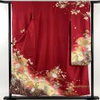 振袖 身丈156cm 裄丈61.5cm S 袷 手鞠 草花 金糸 金彩 赤 正絹 美品 名品 中古