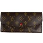 ルイ・ヴィトン Louis Vuitton ポルトフォイユ エミリー 二つ折り 長財布 モノグラム ブラウン ルージュ M60136 レディース 中古 ラッピング可