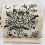 名古屋帯 美品 逸品 草花 ベージュ 正絹 中古