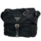 プラダ PRADA ロゴプレート ショルダーバッグ 斜め掛け ショルダーバッグ ナイロン ネロ(ブラック) レディース 中古